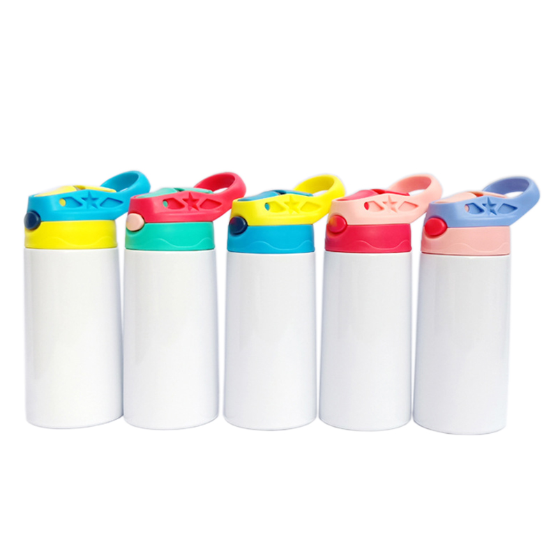 350ml Portable Sublimation Blank Kids Vacuum Bottle Insulated Stainless Steel Baby Straw Tumbler