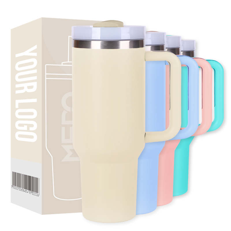 Wholesale Custom LOGO Tumbler Stainless Steel Travel Mug Coffee Tumbler Vacuum Cup 20oz 30oz 40oz Tumbler With Handle Straw