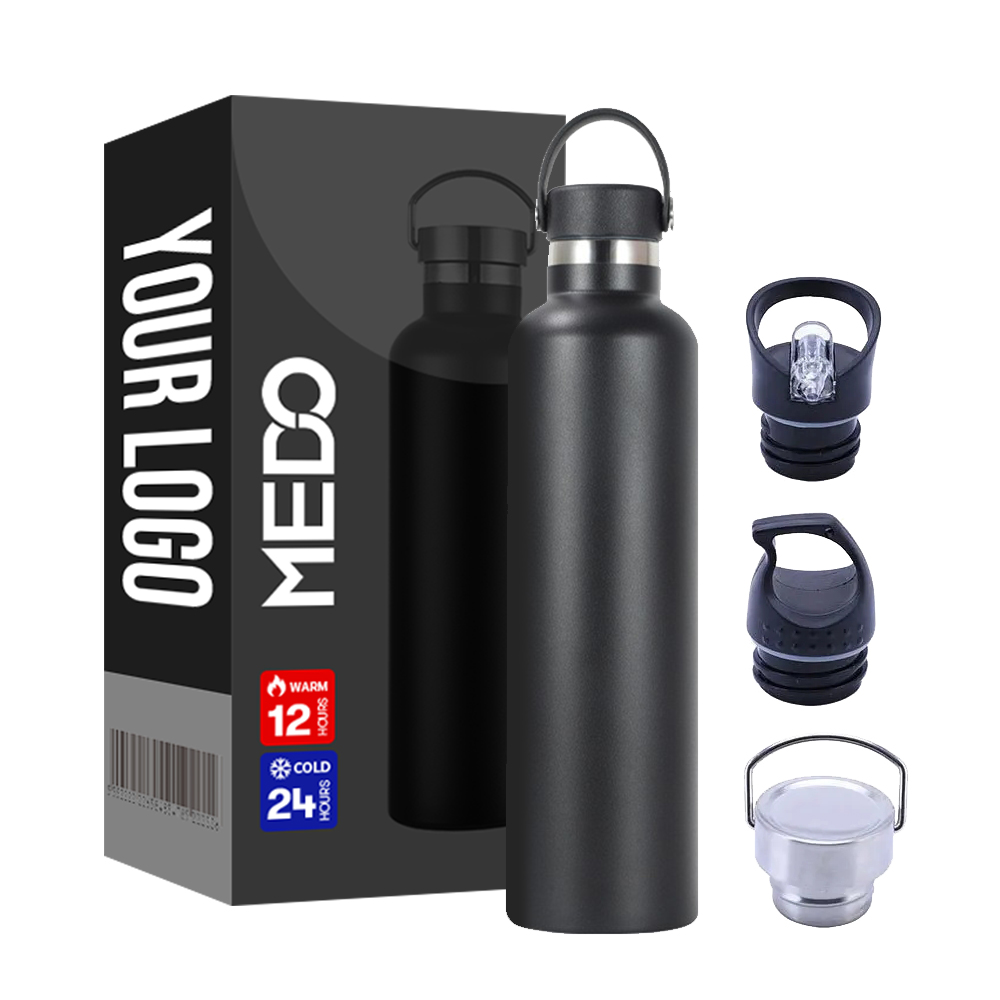 16oz 20oz 24oz 32oz Custom Logo Double Wall Vacuum Insulated Stainless Steel Thermos Water Bottle With Bamboo Lid