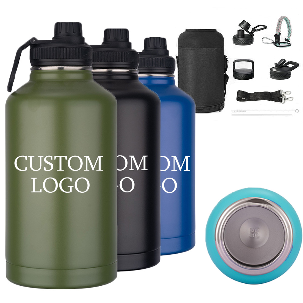In Bulk High Quality 304 Stainless Steel Tumblers Flasks Large 64oz Vacuum Insulated Tumbler with Straw for Camping