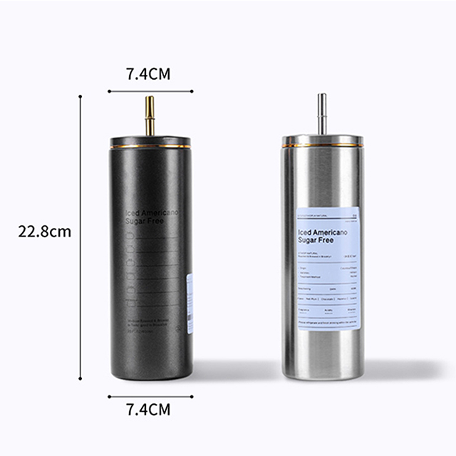 Wholesale 600ml Seamless Insulated Double Wall Stainless Steel Thermo Vacuum Coffee Mug with Straw
