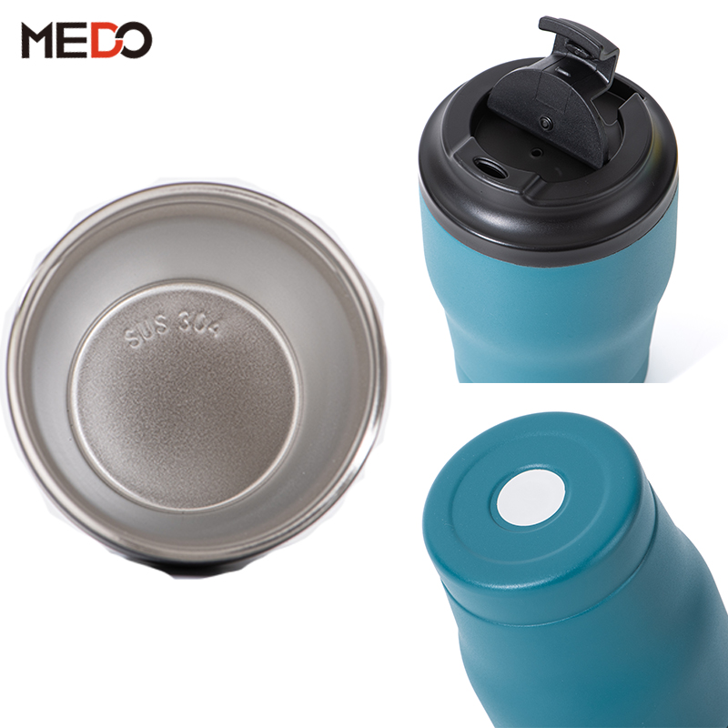 New 300ml Double Wall Vacuum Coffee Cup with Flip Lid | Custom Logo Stainless Steel Travel Mug