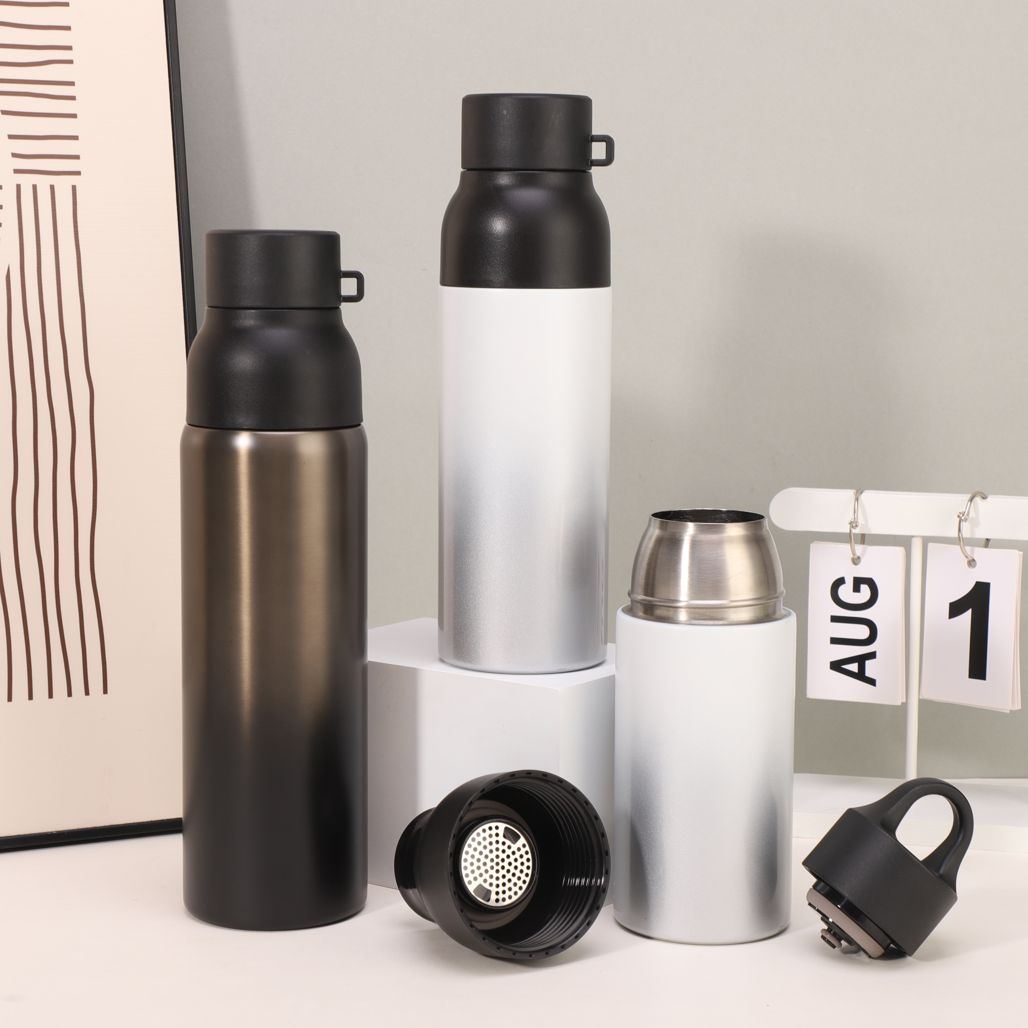 Hot Sales Wholesale Custom logo Vacuum Thermos Stainless Steel Sports Water Bottle with Lid for Travel Hiking