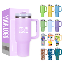 Custom LOGO Wholesale Stainless Steel Travel Mug Coffee Tumbler Vacuum Cup 20oz 30oz 40oz Tumbler With Handle&Straws