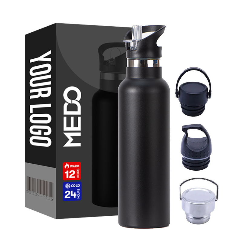 Factory Wholesale 350ml 500ml 600ml 750ml Width Mouth Sports Double Wall Thermo Stainless Steel Water Bottle Vacuum Flask With Handle