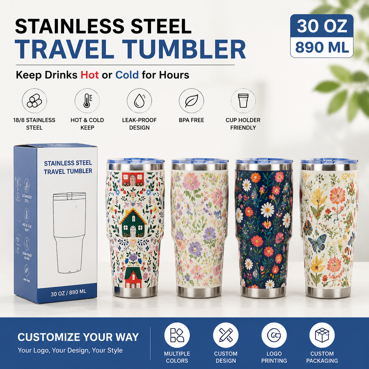 Wholesale 30oz Stainless Steel Tumbler with Slide Lid
