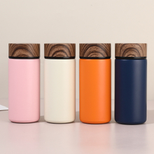 Hot Sales 2025 280ml Mini Stainless Steel Water Bottle with Stylish Wood Grain Lid