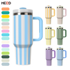 Wholesale OEM Custom Striped Stainless Steel Tumblers 20oz 30oz 40oz Vacuum Cups with Travel Sports Lids