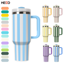 Wholesale OEM Custom Striped Stainless Steel Tumblers 20oz 30oz 40oz Vacuum Cups with Travel Sports Lids