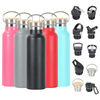 Factory Customized Bamboo Lid 500ml Double Wall Water Bottle Stainless Steel Vacuum Flask Sports Bottle with Different Lids