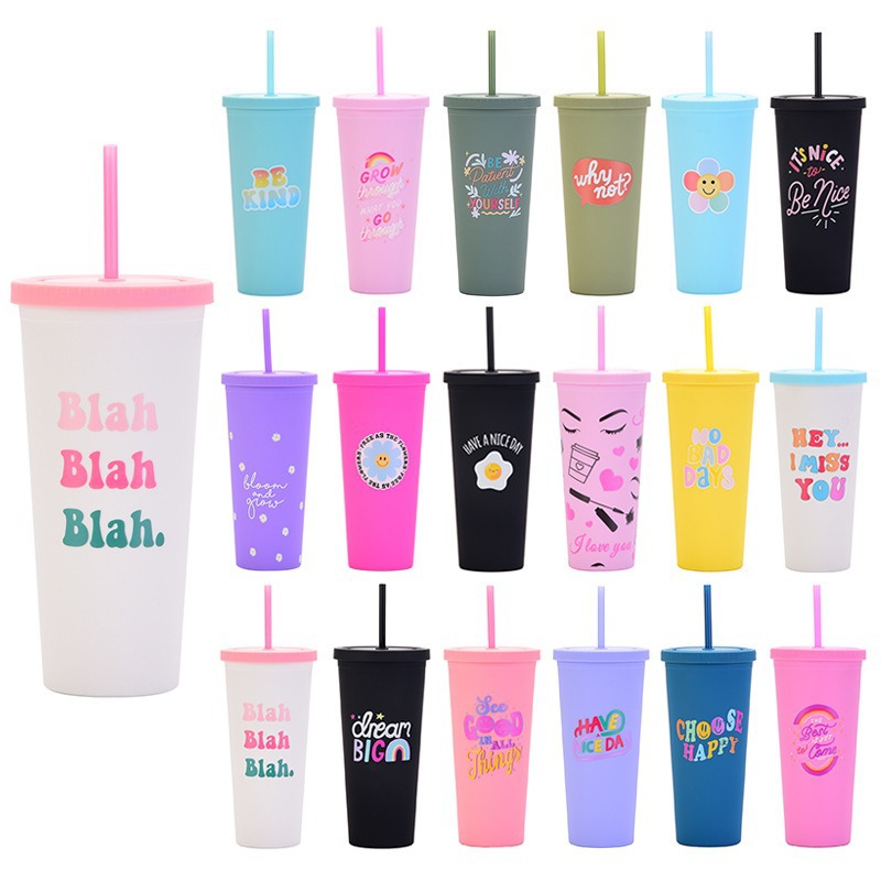 Custom Logo 16oz Matte Black Cold Cup Tumbler With Lid and Straw 16oz Sublimation Tumbler Straight