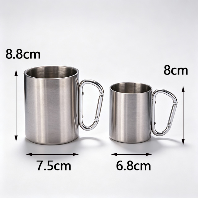 Wholesale 220ml 300ml Stainless Steel Camping Mug with Carabiner