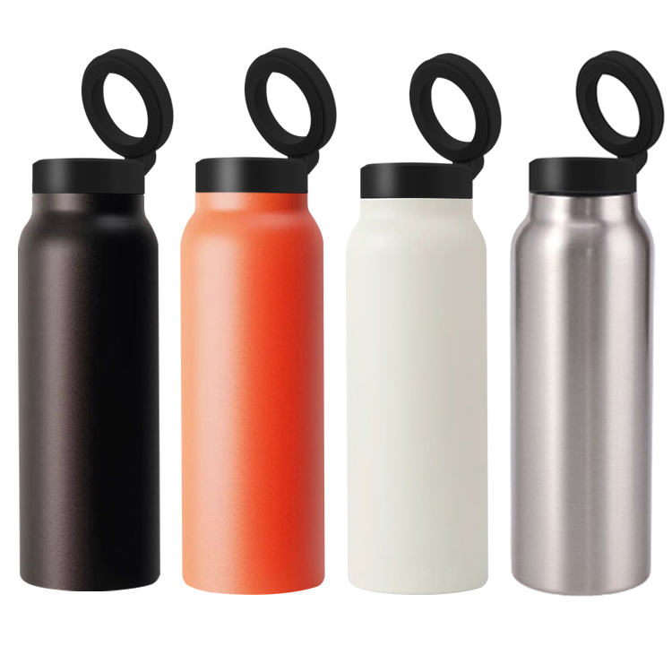 2024 Wholesale Custom High Quality Sport Gym Double Wall 304 Stainless Steel Vacuum Insulated 24oz 32oz Thermos Water Bottle with Magnetic Lid Phone Holder