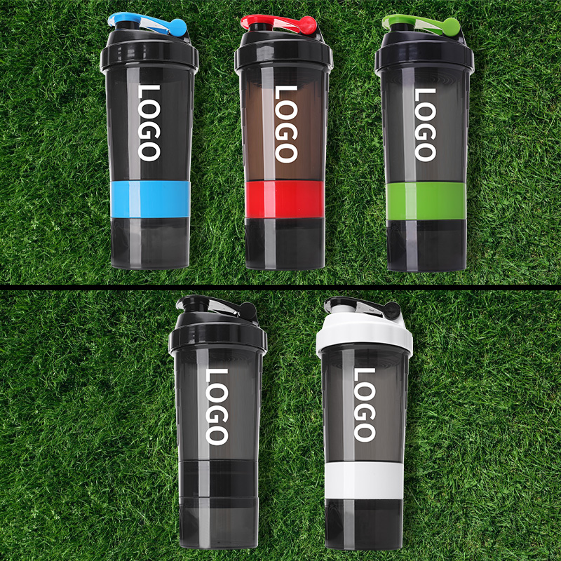 Custom Logo 500ml Shaker Bottles with Storage for Sports Gym Fans