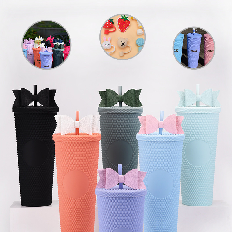 OEM Wholesale Bulk Order Plasitc Water Bottle From Factory Tumbler Coffee Mug Customized Packaging with Straw Lid