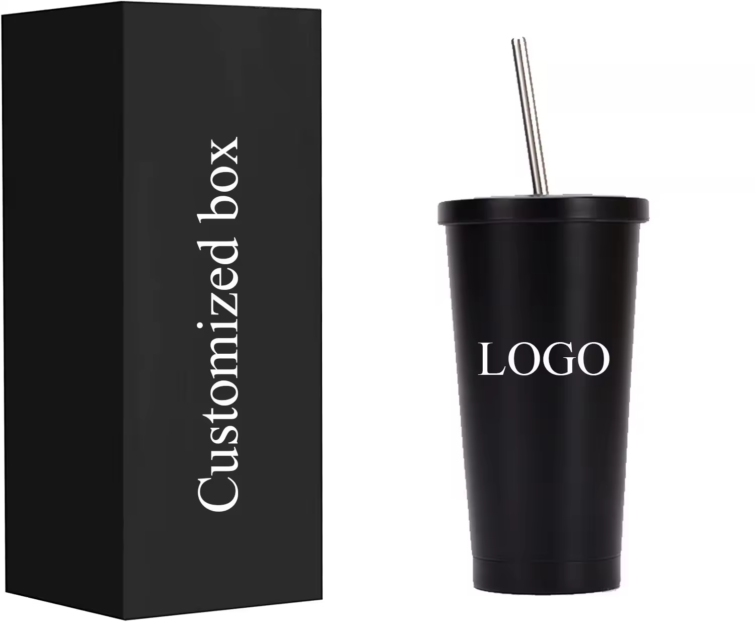wholesale 500ML/17oz Stainless Steel Tumbler with Straw And Lid Vacuum Insulated Ice Coffee Cup with Straw