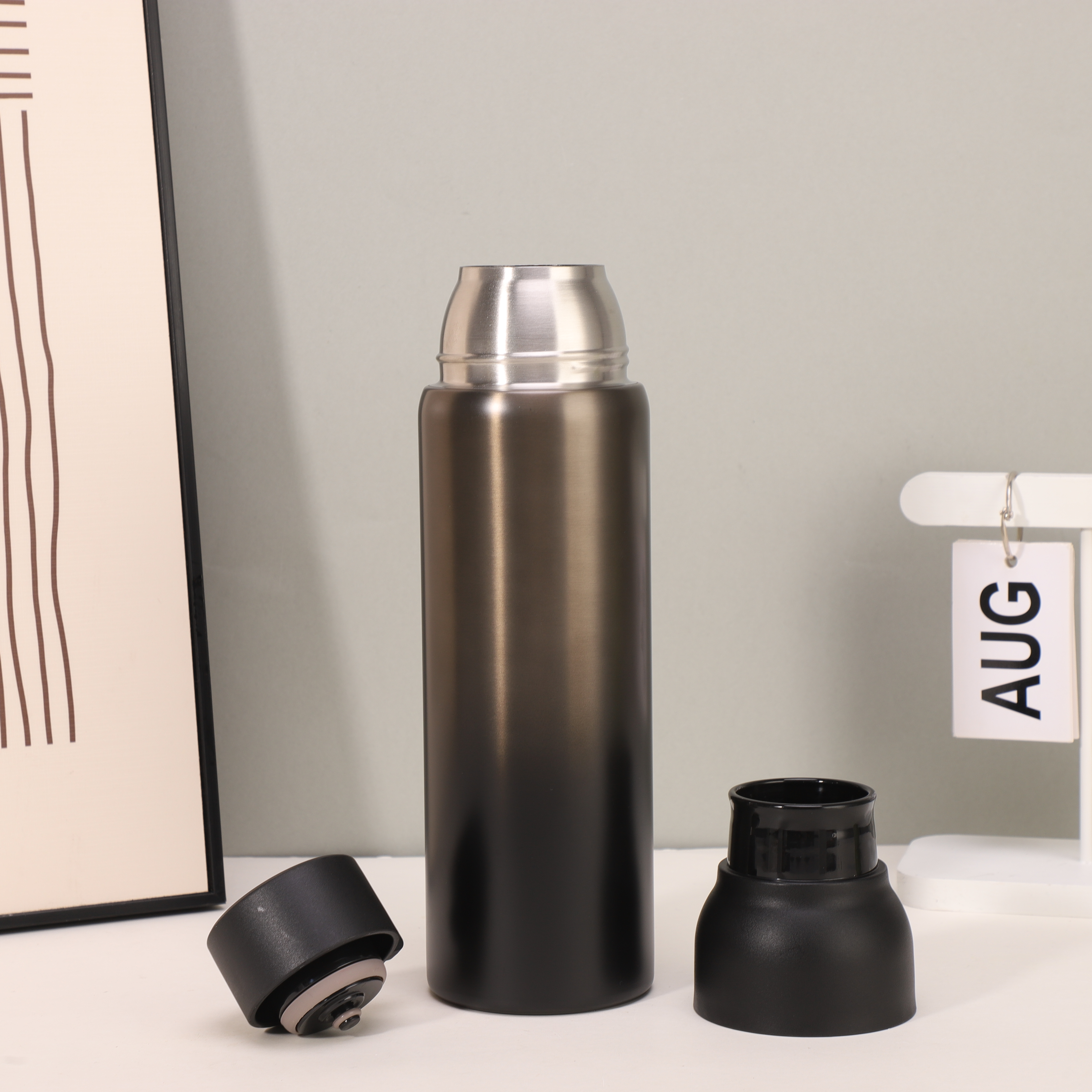 Hot Sales Wholesale Custom logo Vacuum Thermos Stainless Steel Sports Water Bottle with Lid for Travel Hiking