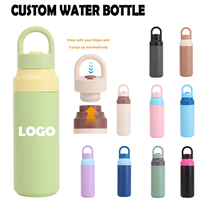 550ML Insulated Stainless Steel Tumbler with Handle | One-Push Leak-Proof Lid | BPA-Free Threadless Travel Water Bottle for Gym Camping