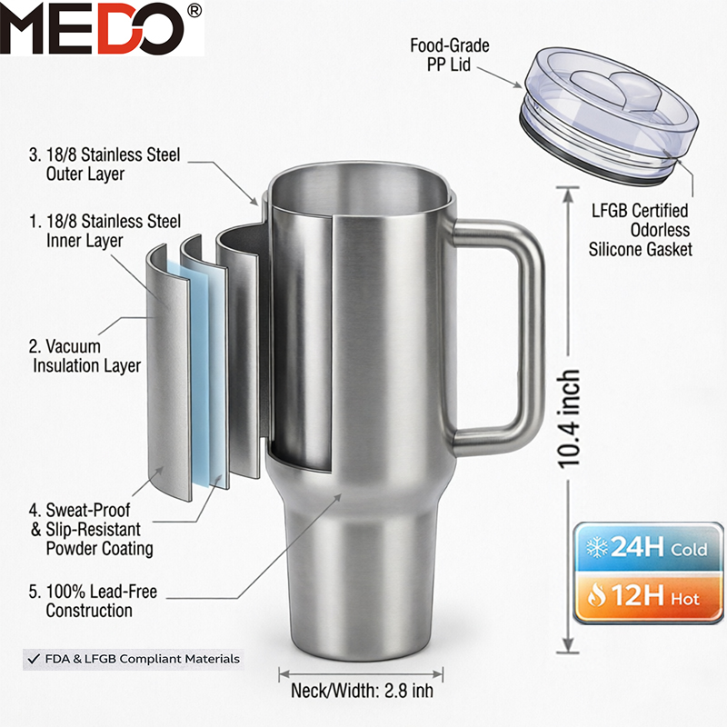 Wholesale Insulated Stainless Steel Tumbler with Handle 40oz for Car Office